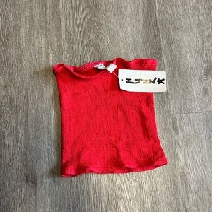 Hunza G Red Crop Tube Top Swimwear Top